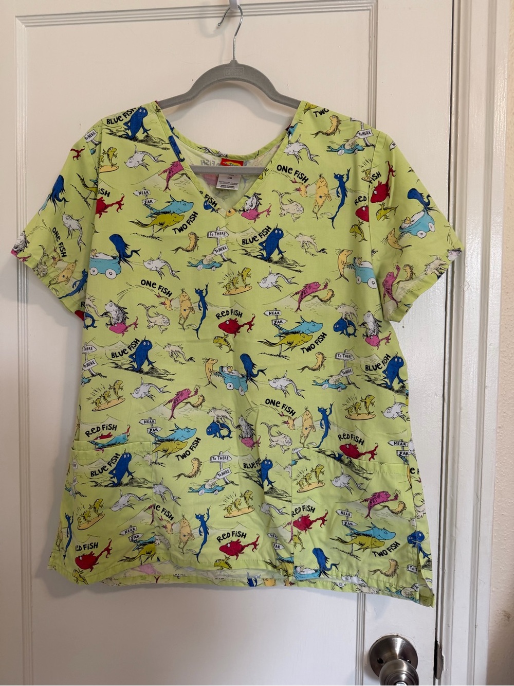 Dr. Seuss One Fish Two Fish Womens Scrub Short Sleeve Top